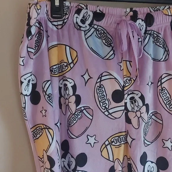 Disney Mickey & Minnie Mouse All Over Football Print Lounge Pajama Pants Sz 1X - Picture 4 of 16